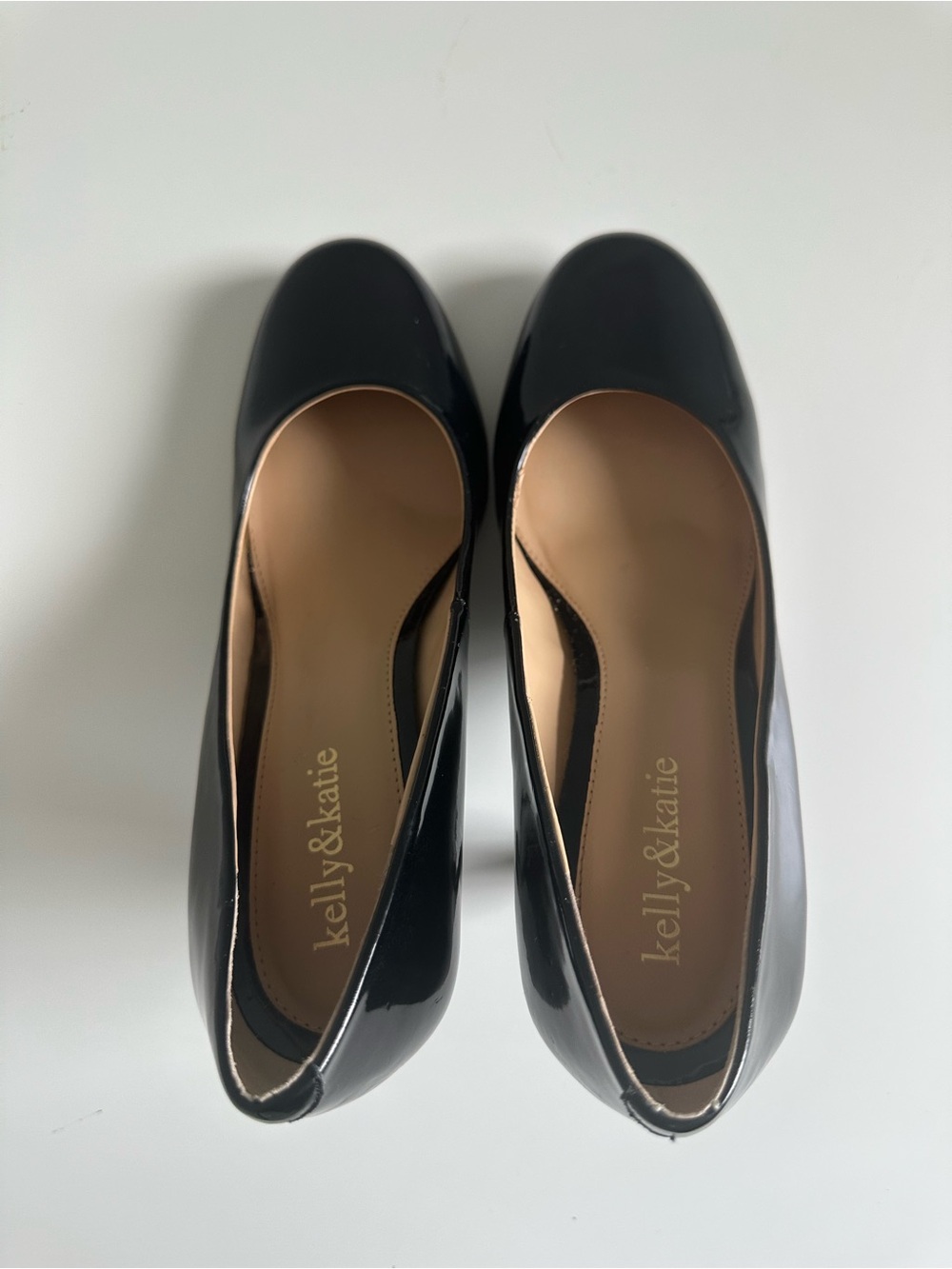 Kelly & Katie Black Patent Round Toe Stiletto Pumps | Classic Work Heels - Picture 8 of 16